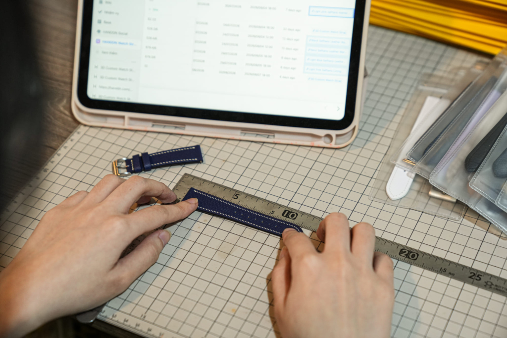 The process of making a leather watch straps at HANDDN 100% Bespoke