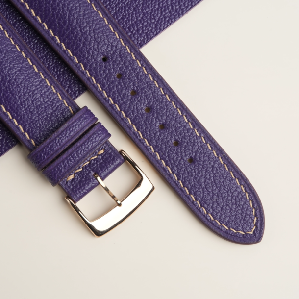 Curved End Purple Alran Sully Lining Pearl White Epsom Leather Watch Strap 4 Curved End Purple Alran Sully Lining Pearl White Epsom Leather Watch Strap