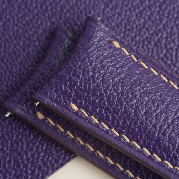 Curved End Purple Alran Sully Lining Pearl White Epsom Leather Watch Strap 6 Curved End Purple Alran Sully Lining Pearl White Epsom Leather Watch Strap