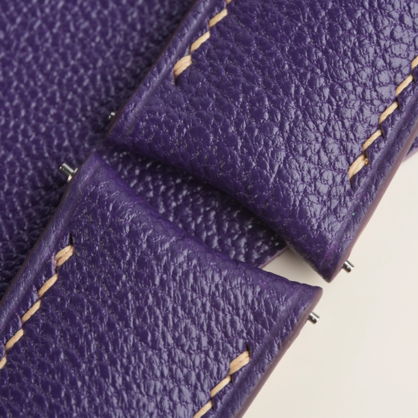 Curved End Purple Alran Sully Lining Pearl White Epsom Leather Watch Strap 5 Curved End Purple Alran Sully Lining Pearl White Epsom Leather Watch Strap