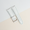 Curved End White Epsom Lining Forest Epsom Leather Watch Strap